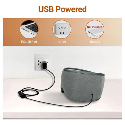 Máscara Térmica Ojos Secos USB Alivia Migraña Fatiga Ocular 3 Niveles Calor