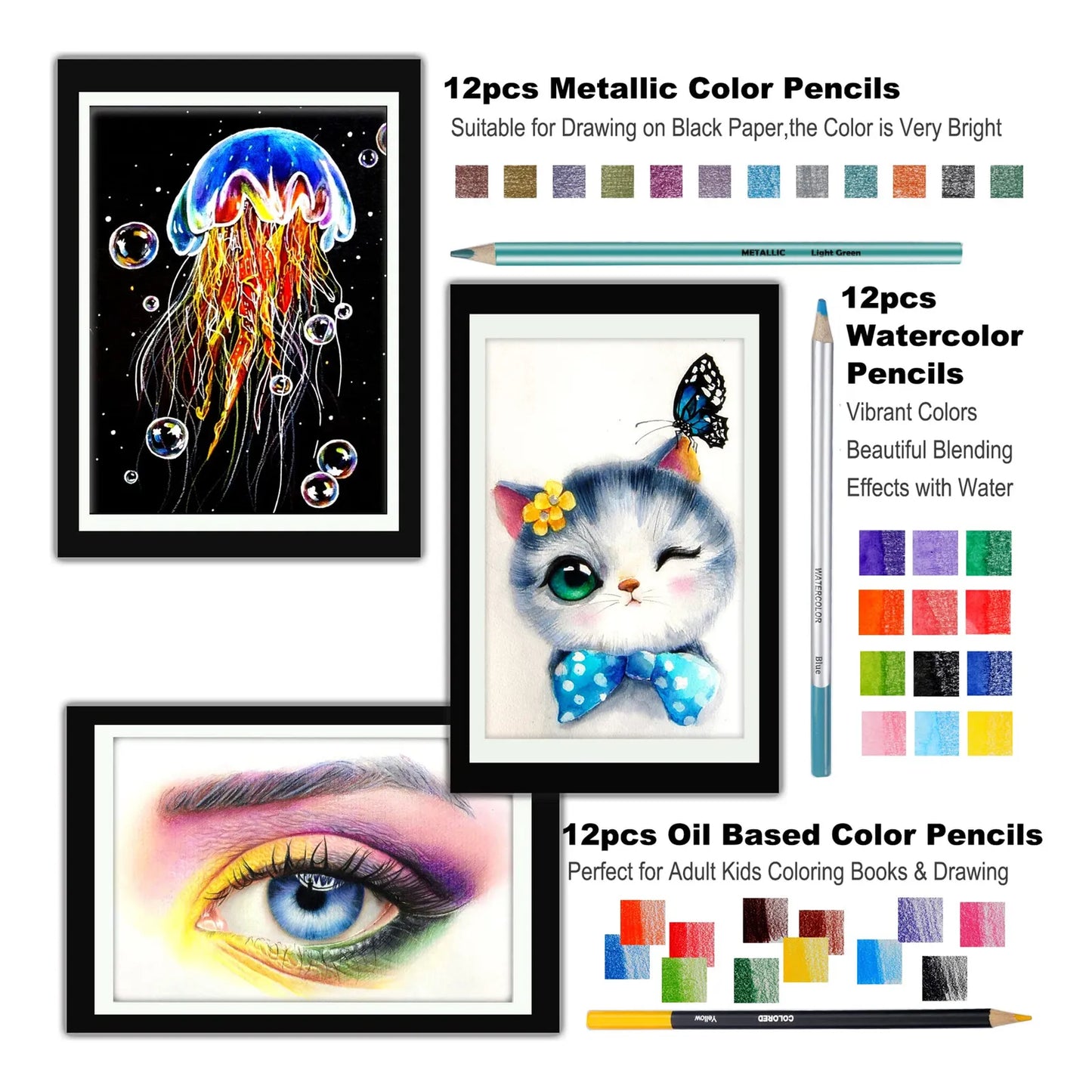 Kit De Dibujo Profesional 82 Piezas Con Cuaderno Y Accesorios