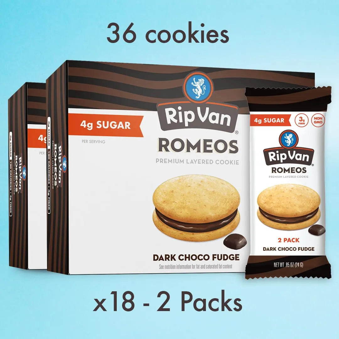 Rip Van Romeos Dark Fudge Sin Azúcar 2 Paquetes 9 Unidades Snack Keto