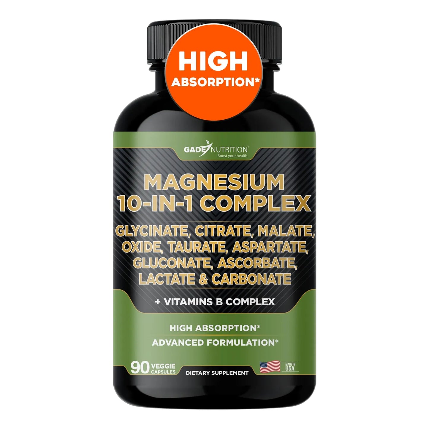 Complejo De Magnesio 10 En 1 Con Vitaminas B Y Minerales Gade Nutrition