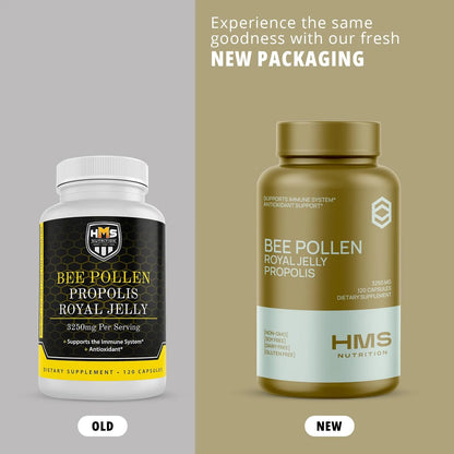 Polen De Abeja Premium Con Propóleo Y Jalea Real 3250 Mg 120 Cápsulas Vegetarianas