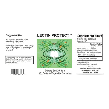Supreme Nutrition Lectin Protect 90 Capsulas Vegetarianas Hierbas Puras Digestión Saludable