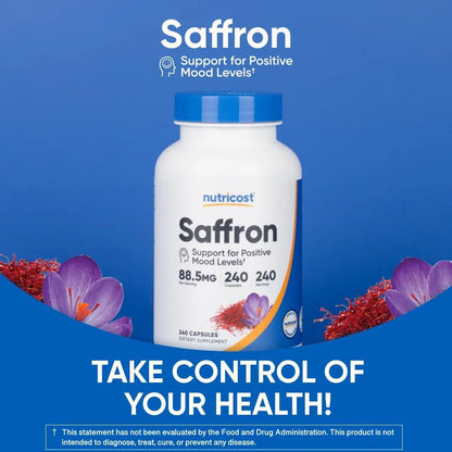 Extracto De Azafrán 88.5 Mg 240 Cápsulas Vegetales Naturales Sin Gluten Ni OMG