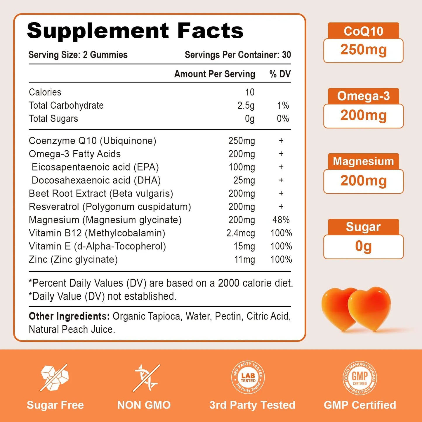 Gomitas Coq10 Omega 3 Magnesio Vitamina B12 Energía Celular Antioxidante