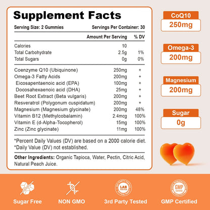 Gomitas Coq10 Omega 3 Magnesio Vitamina B12 Energía Celular Antioxidante