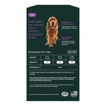 SAMe Tabletas Salud Hepática 225 Mg Para Perros Y Gatos Soporte Hepático Y Cognitivo