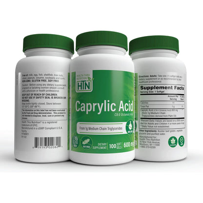Ácido Caprílico 600 Mg En Aceite MCT Puro Apoyo Digestivo Y Energía Keto