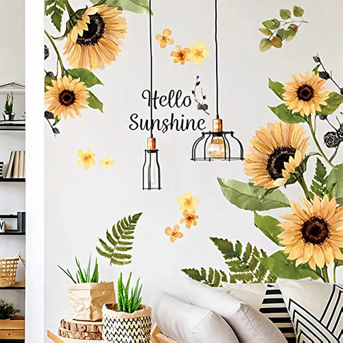 Pegatinas De Pared Girasoles Flores Decorativas Autoadhesivas Facil Aplicacion