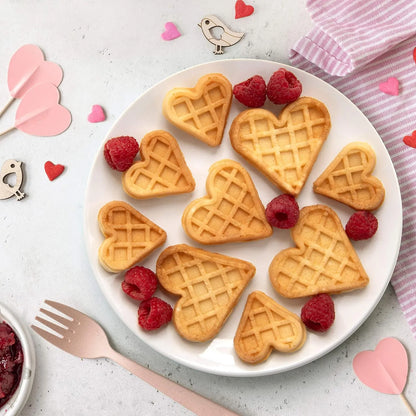 Mini Wafflera Corazones 9 Figuras Tamaños Surtidos Desayuno Regalo