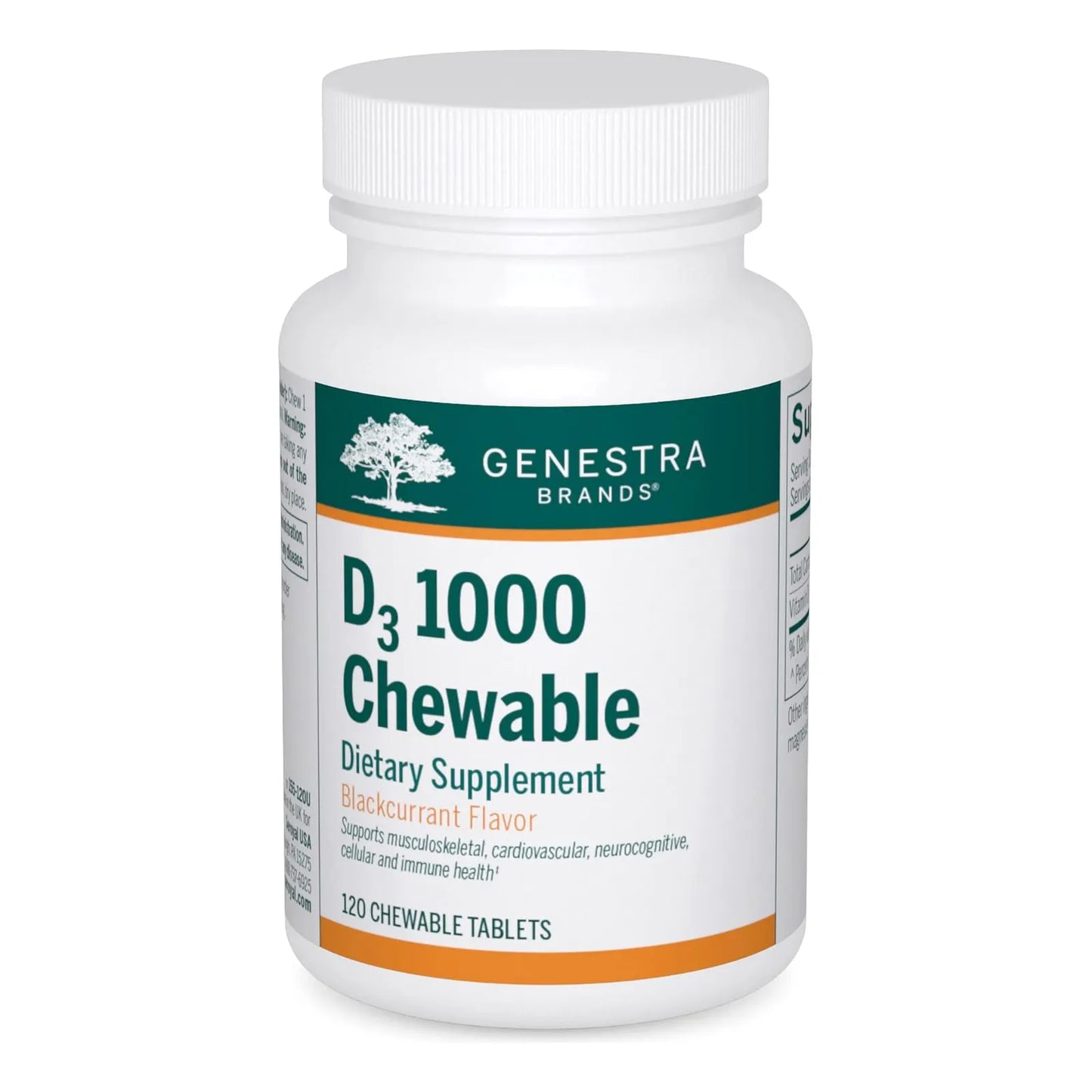 Tabletas Masticables Vitamina D3 1000 Sabor Grosella Negra Genestra Brands
