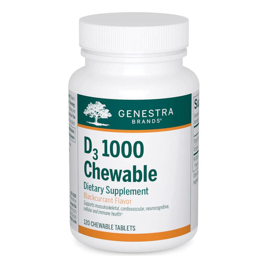 Tabletas Masticables Vitamina D3 1000 Sabor Grosella Negra Genestra Brands