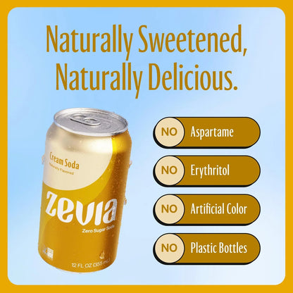 Zevia Refresco Sin Calorías Cream Soda 355 Ml X 24 Und Sabor Vainilla Y Mantequilla Sin Azúcar