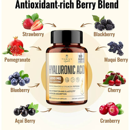 Cápsulas Ácido Hialurónico 1200 Mg Con Colágeno Péptidos Vitamina C Piel Hidratada