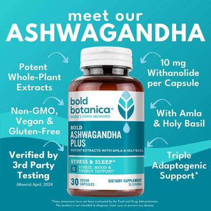 Ashwagandha Plus Suplemento Para Estrés Memoria Energía Vegano