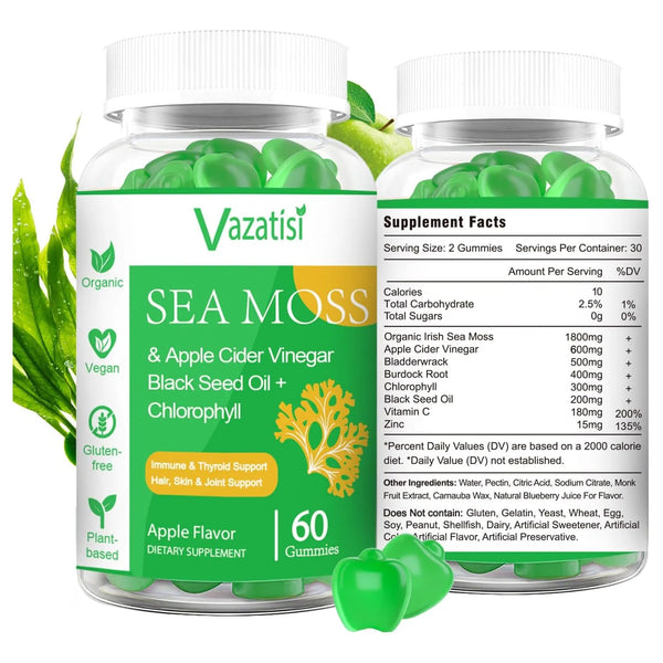 Gomitas Veganas De Musgo Marino Irlandés Con Aceite De Semilla Negra 120 Unidades