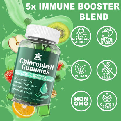 Gomitas De Clorofila Con ACV Musgo Marino Y Saúco Energía Natural 60 Unidades