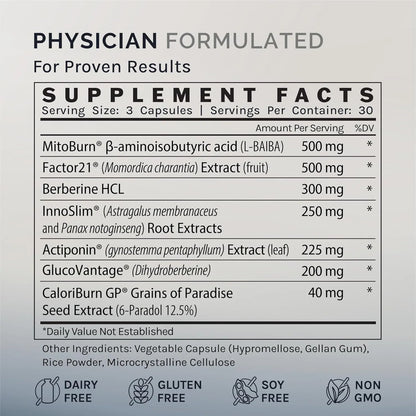 Suplemento Control Metabolismo Berberina Mitoburn 90 Capsulas