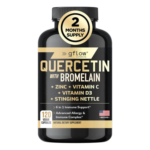 Quercetina 500 Mg Con Vitamina C Zinc Y Ortiga 120 Cápsulas Veganas Refuerza Sistema Inmunológico