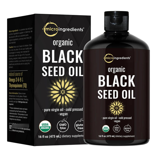 Aceite De Semilla Negra Orgánico 16 Onzas Prensado En Frío Rico En Omega 3 6 9