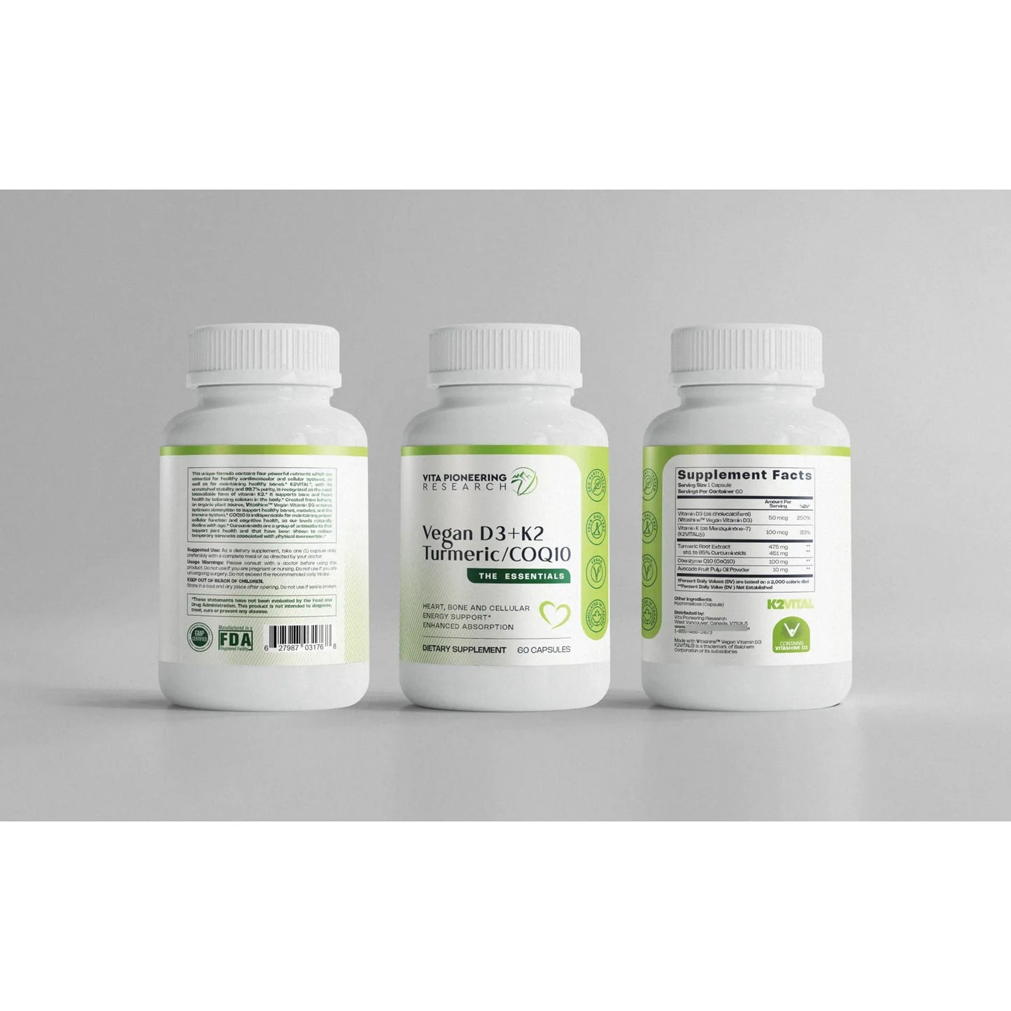 Vitamina Vegana 4 En 1 D3 K2 Cúrcuma COQ10 Polvo De Aguacate Absorción Superior