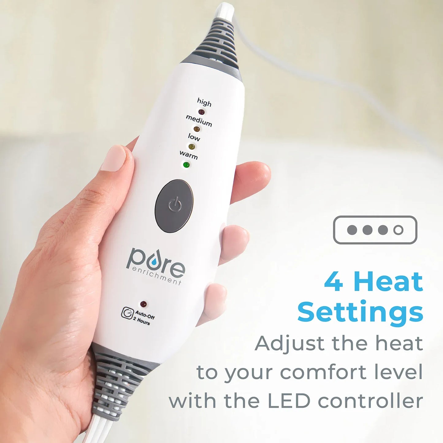 Almohadilla Térmica Eléctrica PureRelief 12 X 15 Pulgadas 4 Ajustes De Calor Tela Lavable