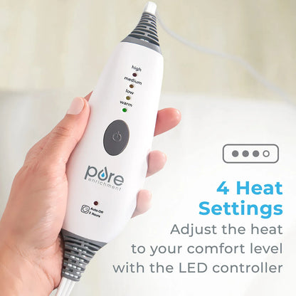 Almohadilla Térmica Eléctrica PureRelief 12 X 15 Pulgadas 4 Ajustes De Calor Tela Lavable