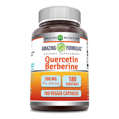 Quercetina Y Berberina 250 Mg 180 Cápsulas Vegetales Sin Gluten Y Sin Omg