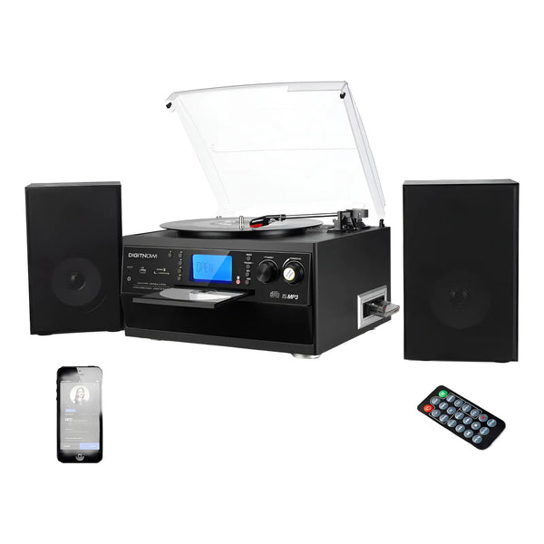 Digitnow Tocadiscos Bluetooth Convertidor Vinilo A Mp3 Con Cd Casete Y Radio