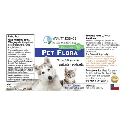 Probiótico Pet Flora Para Gatos Y Perros Digestión Diarrea Vómitos 100 Caps