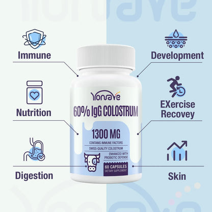 Capsulas De Calostro Bovino 1300 Mg 60 Igg Soporte Inmune E Intestinal 120 Caps