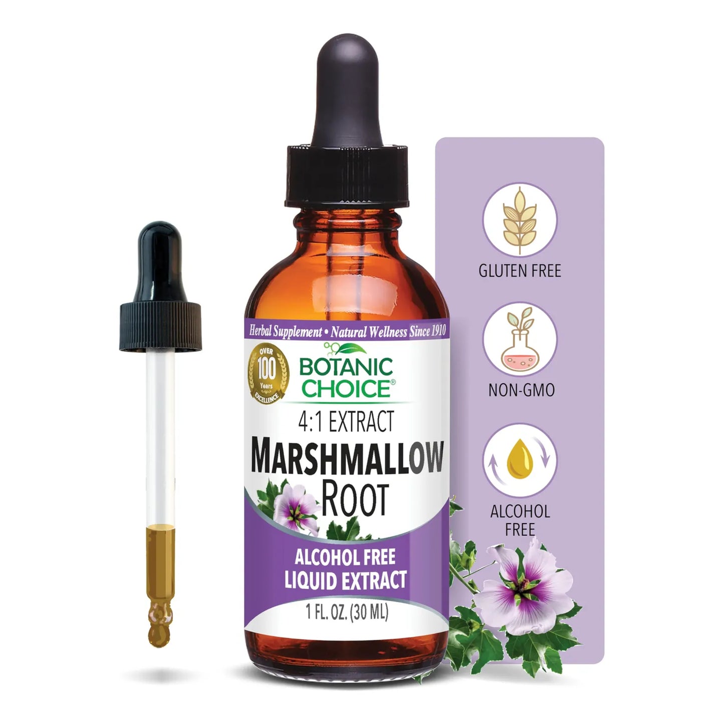 Extracto Liquido De Raiz De Malvavisco 30Ml Soporte Respiratorio Natural