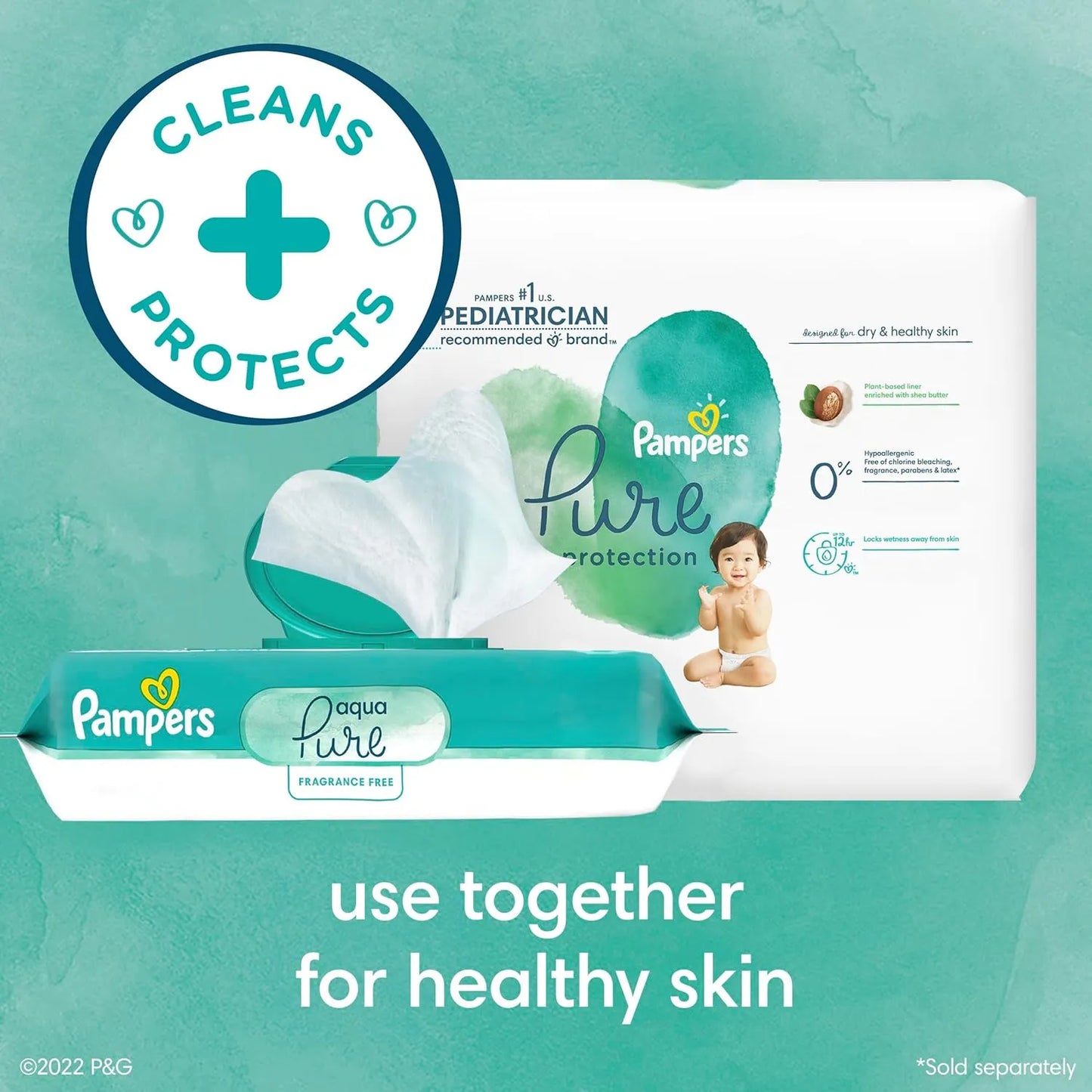 Toallitas Pampers Aqua Pure 896 Unidades Hipoalergénicas Sin Perfume