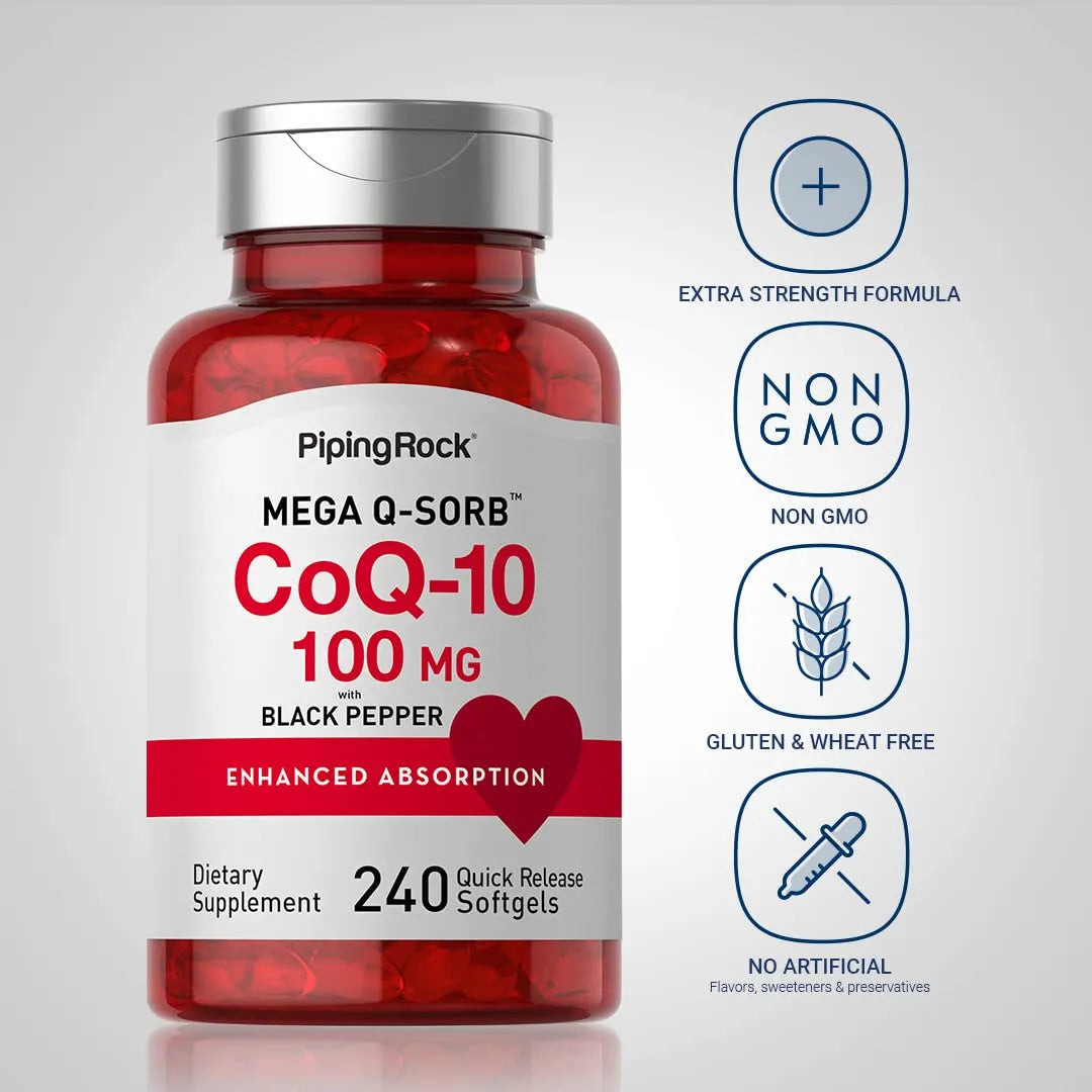 CoQ10 100mg 240 Cápsulas Blandas Antioxidante Energía Natural