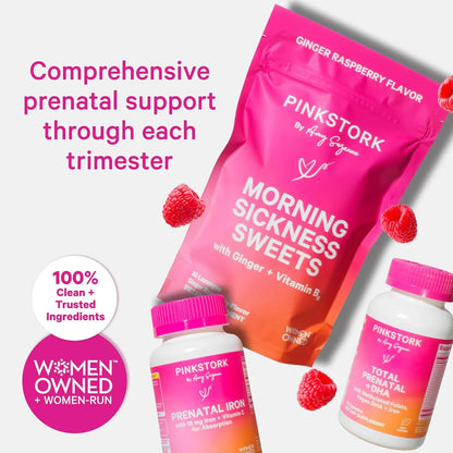 Dulces De Jengibre Frambuesa Para Embarazo Náuseas Digestión Pink Stork