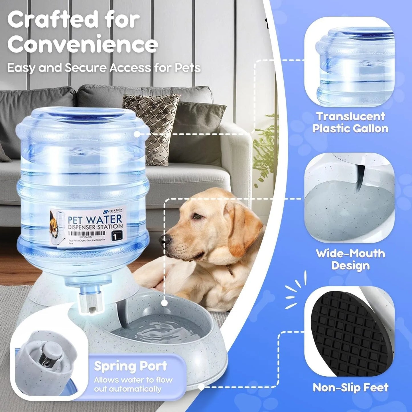 Dispensador De Agua Flexzion Gravity Para Mascotas Automático Y Sin BPA