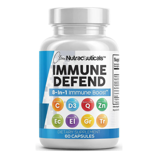 Suplemento Defensa Inmune 8 En 1 Con Zinc Quercetina Vitamina C D3 Saúco 60 Caps