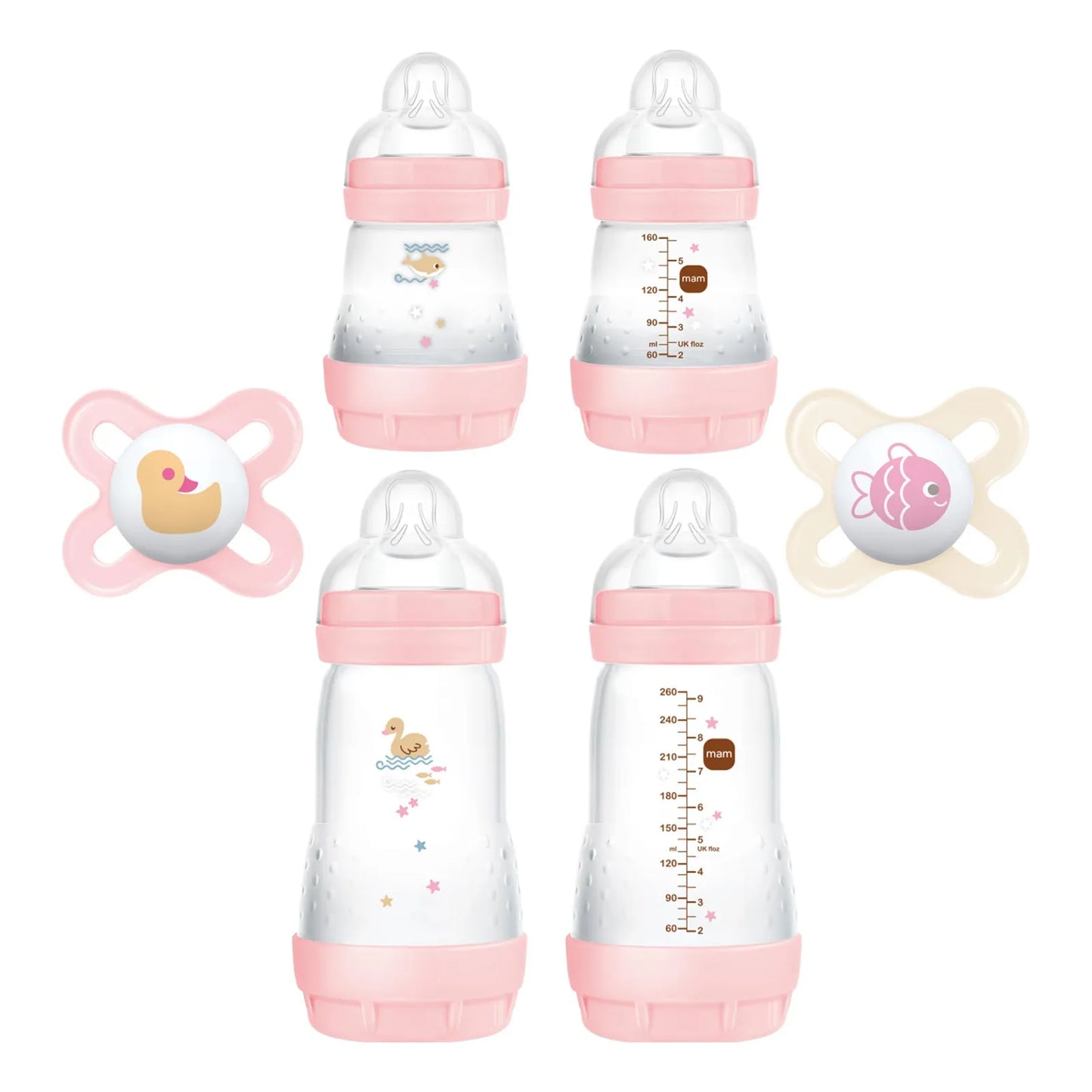 Set Regalo Feed Soothe Biberon Chupete Anticolico Niña 0 Meses MAM