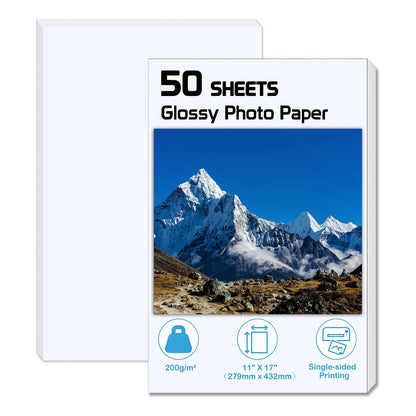 Papel Fotográfico Brillante 11x17 Pulgadas 50 Hojas Para Impresoras Inyección Tinta