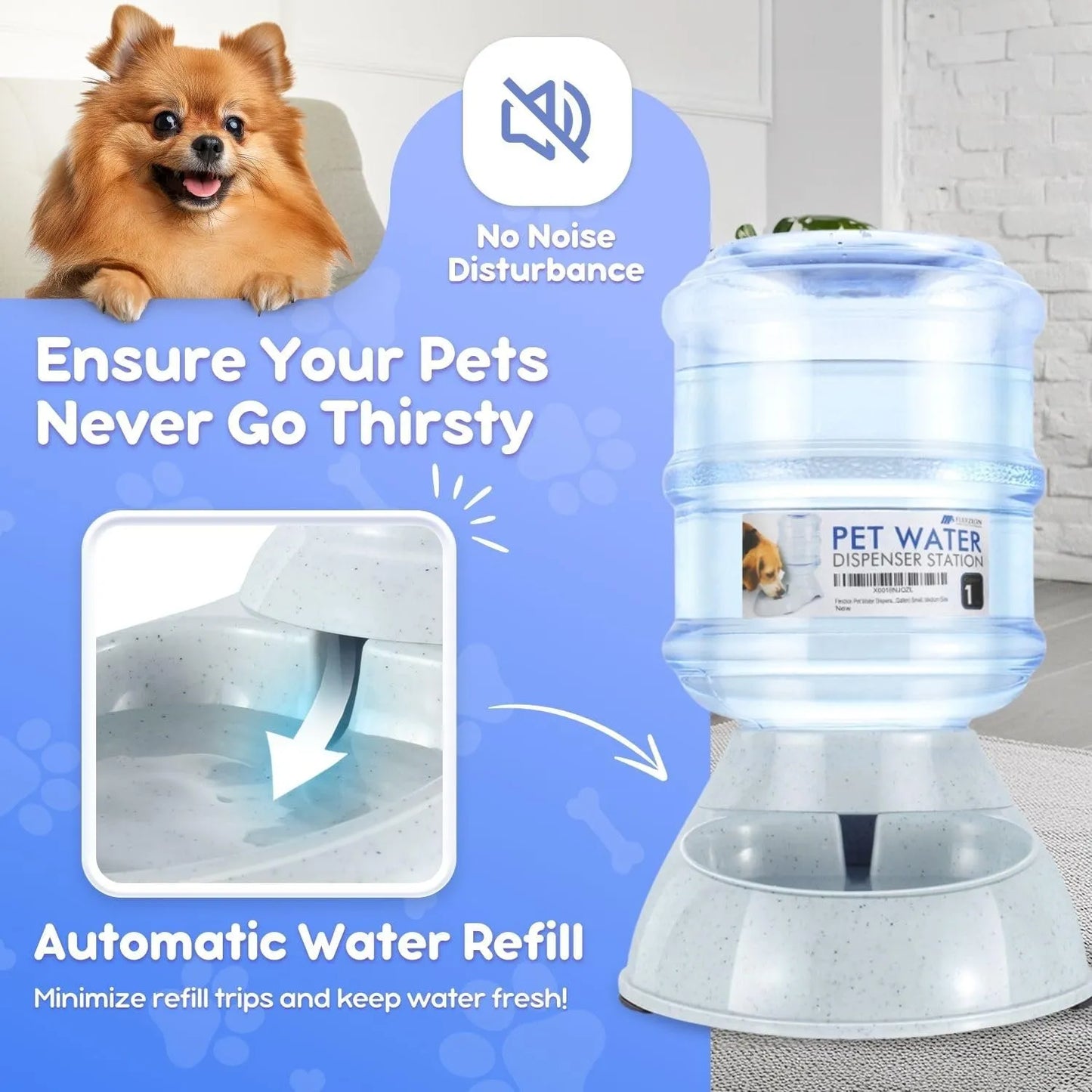 Dispensador De Agua Flexzion Gravity Para Mascotas Automático Y Sin BPA