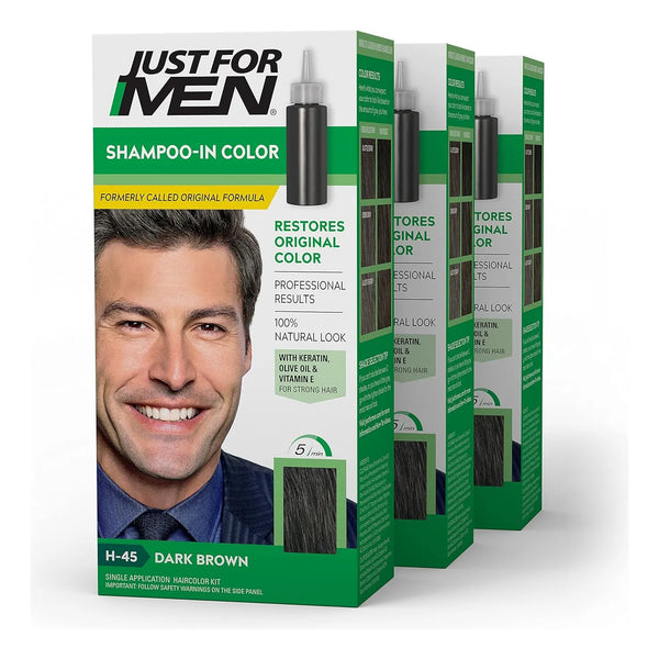 Just For Men Tintura Cabello Marron Ceniza H25 Pack X3 Cubre Canas Natural