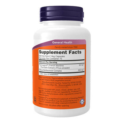 NOW Pycnogenol 30 Mg Proantocianidinas Pino Marítimo Francés 150 Cápsulas Veganas