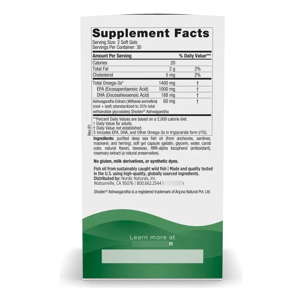 Mood Support Omega 3 Sin Sabor 60 Geles Suaves 1400 Mg Con Ashwagandha