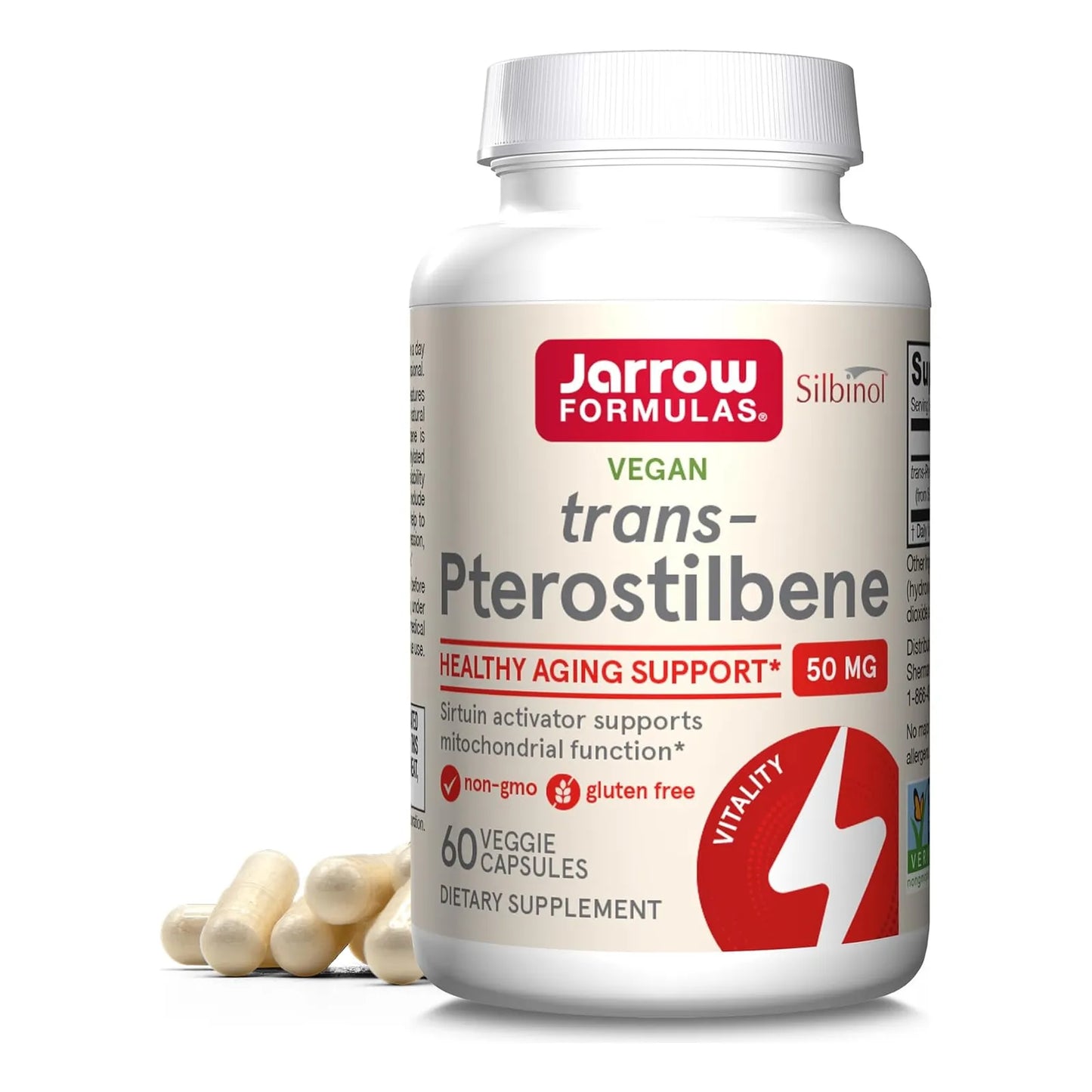 Pterostilbeno 50 Mg Jarrow Formulas Antioxidante Salud Cardiovascular 60 Capsulas