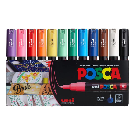Rotulador De Pintura Uni Posca Punta Extrafina 12 Colores Marcadores Acrilicos Multisuperficie