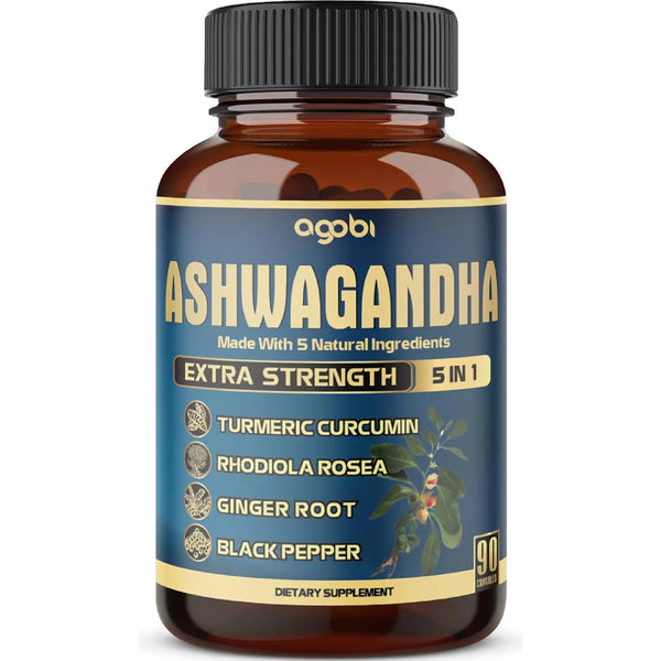 Ashwagandha 5200 Mg Con Jengibre Curcumina Rhodiola Rosea 90 Capsulas Vegano