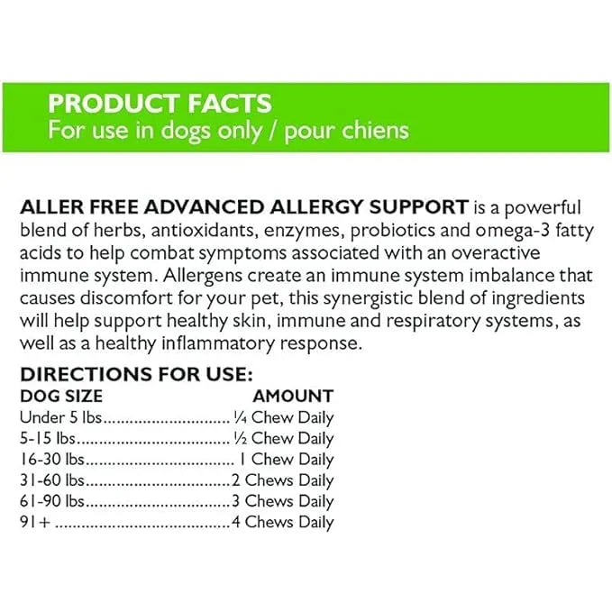 AllerFree Suplemento Para Alergias En Perros Soporte Inmunologico Y Digestivo 60 Unidades Pack De 2