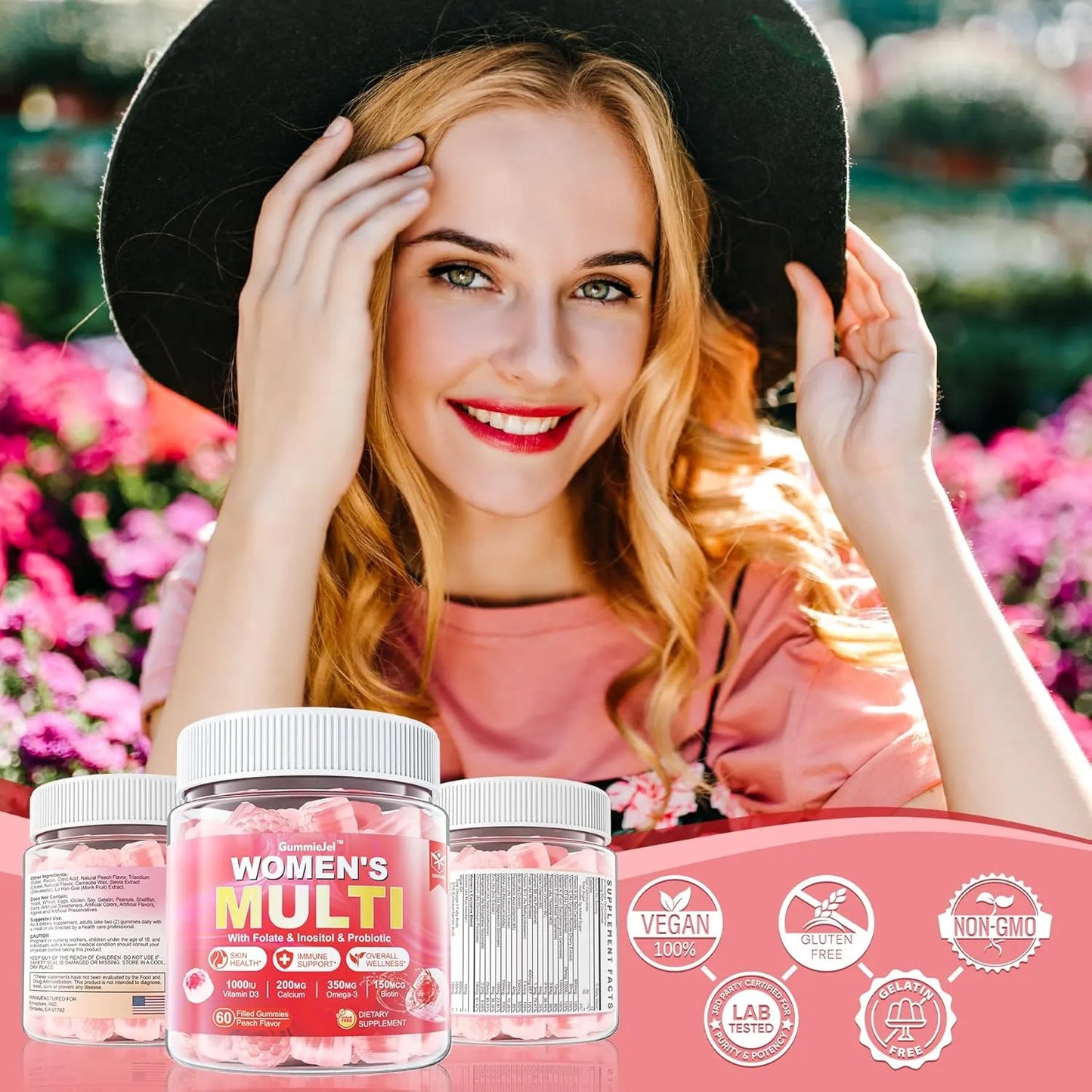 Gomitas Multivitaminicas Sin Azucar Con Omega3 Para Mujer Piel Cabello Uñas