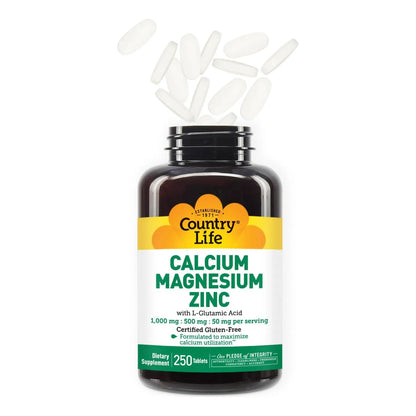 Suplemento De Calcio Magnesio Zinc Con Vitamina D3 Para Huesos Fuertes 250 Tabletas