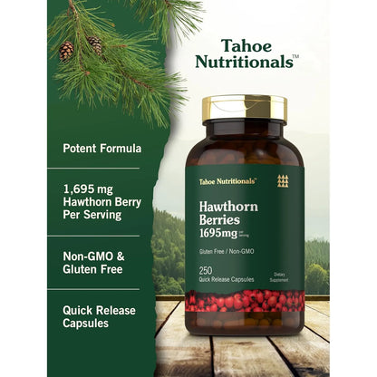 Capsulas Bayas De Espino 1695 Mg 250 Unidades Extracto Natural Tahoe Nutritionals