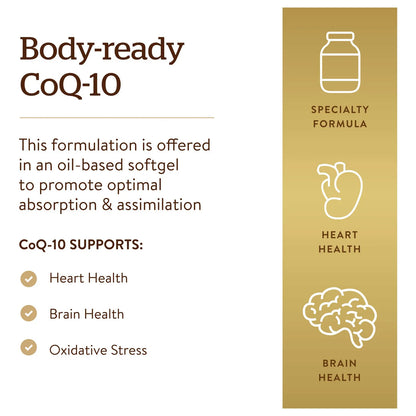 Coenzima Q10 100 Mg 90 Capsulas Blandas Apoyo Cardiaco Y Energia Solgar